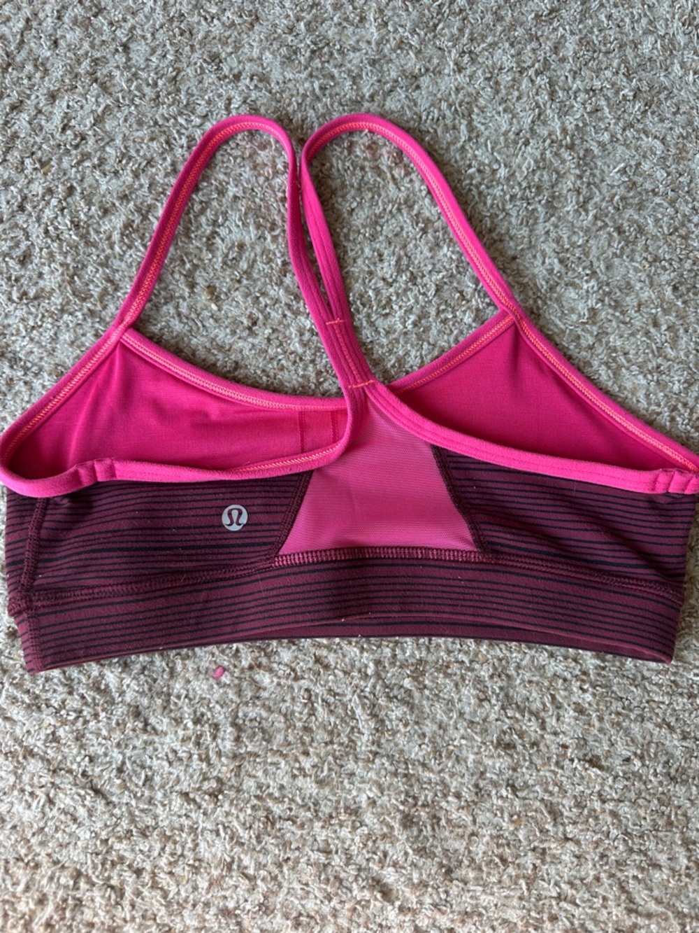 lululemon athletica Maroon Bralette with Hot Pink Trim - Picture 2 of 3